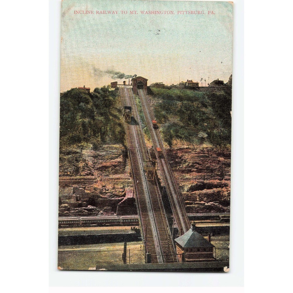 Vintage 1907 Incline Railway Mt Washington Pittsburg PA Postcard VG-